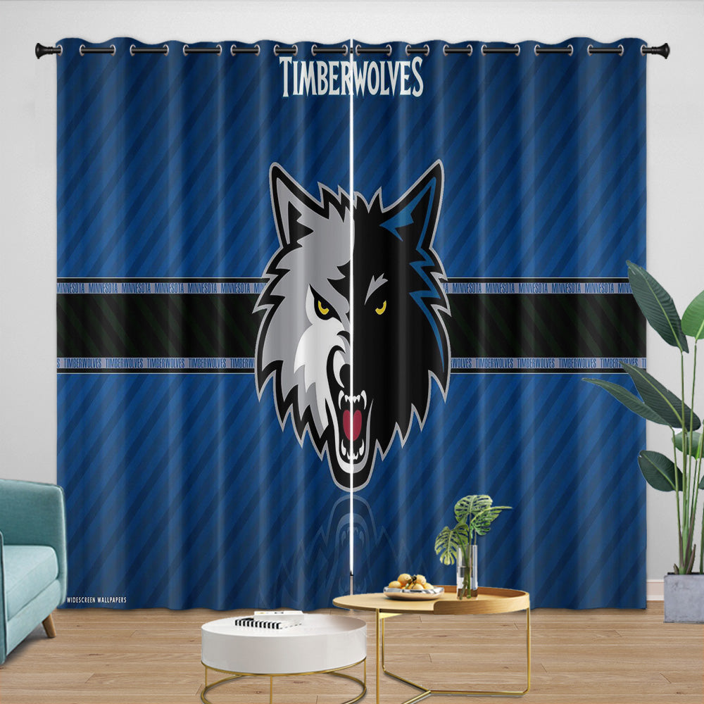 Minnesota Timberwolves Curtains Blackout Window Drapes Room Decoration (Online Order Only)