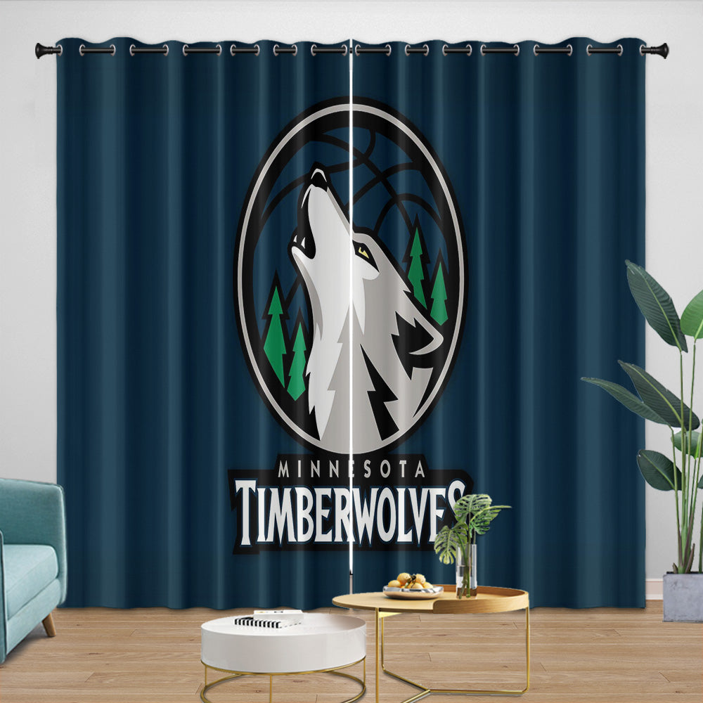 Minnesota Timberwolves Curtains Blackout Window Drapes Room Decoration (Online Order Only)