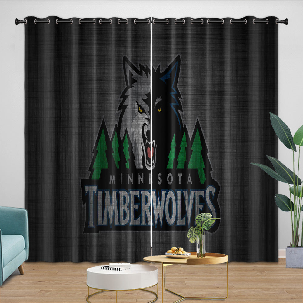 Minnesota Timberwolves Curtains Blackout Window Drapes Room Decoration (Online Order Only)