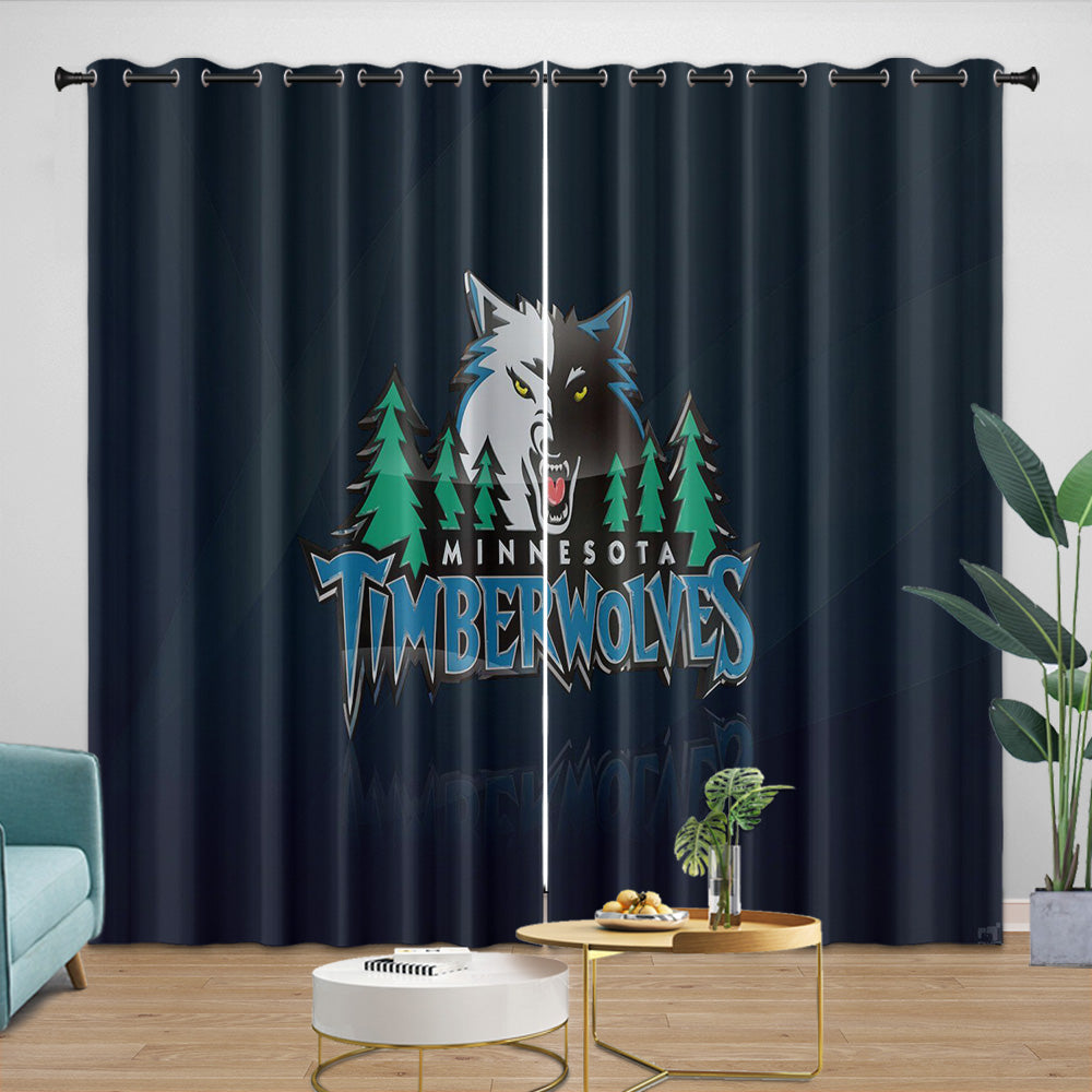 Minnesota Timberwolves Curtains Blackout Window Drapes Room Decoration (Online Order Only)