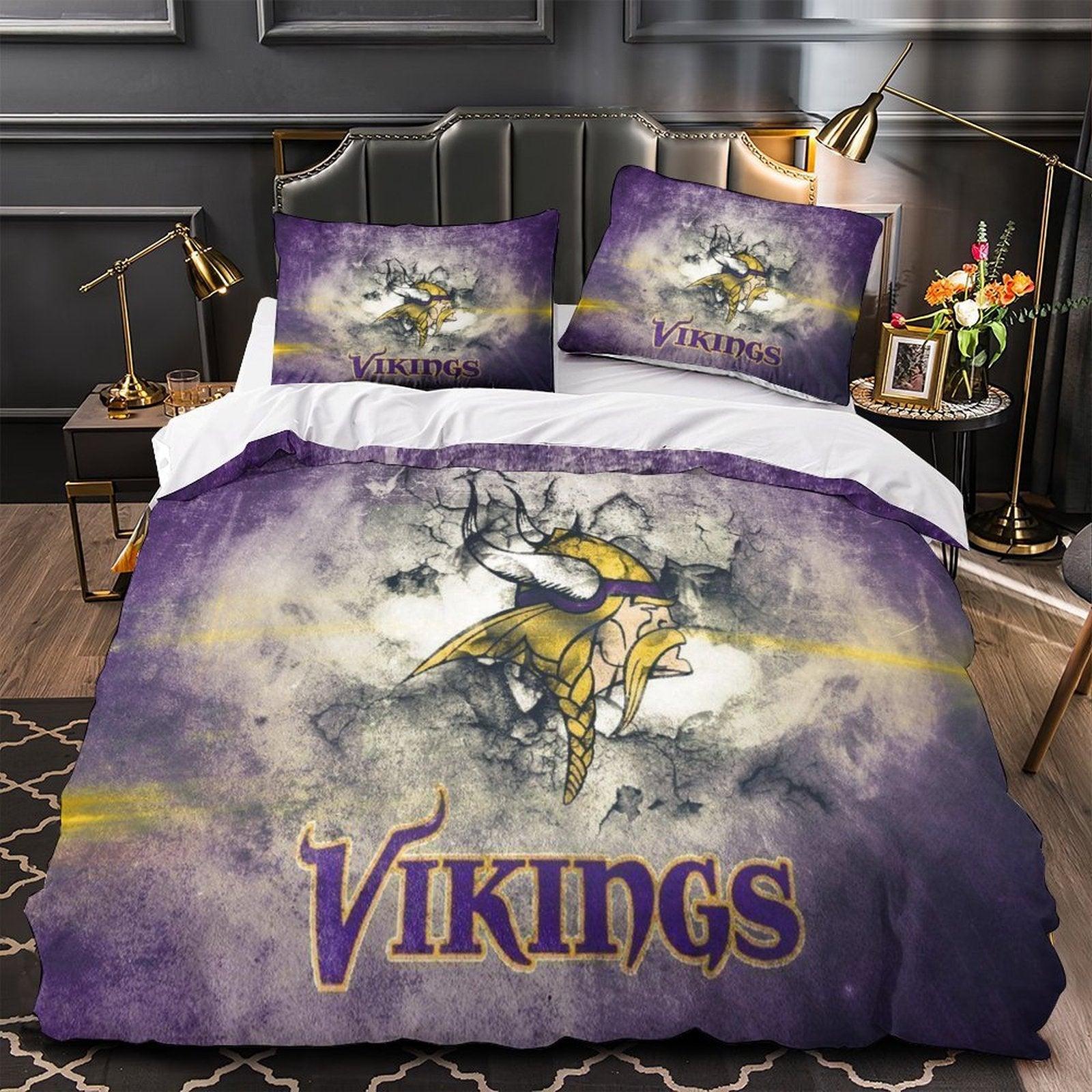 Minnesota Vikings Bedding Set Duvet Cover Without Filler (Online Order Only)