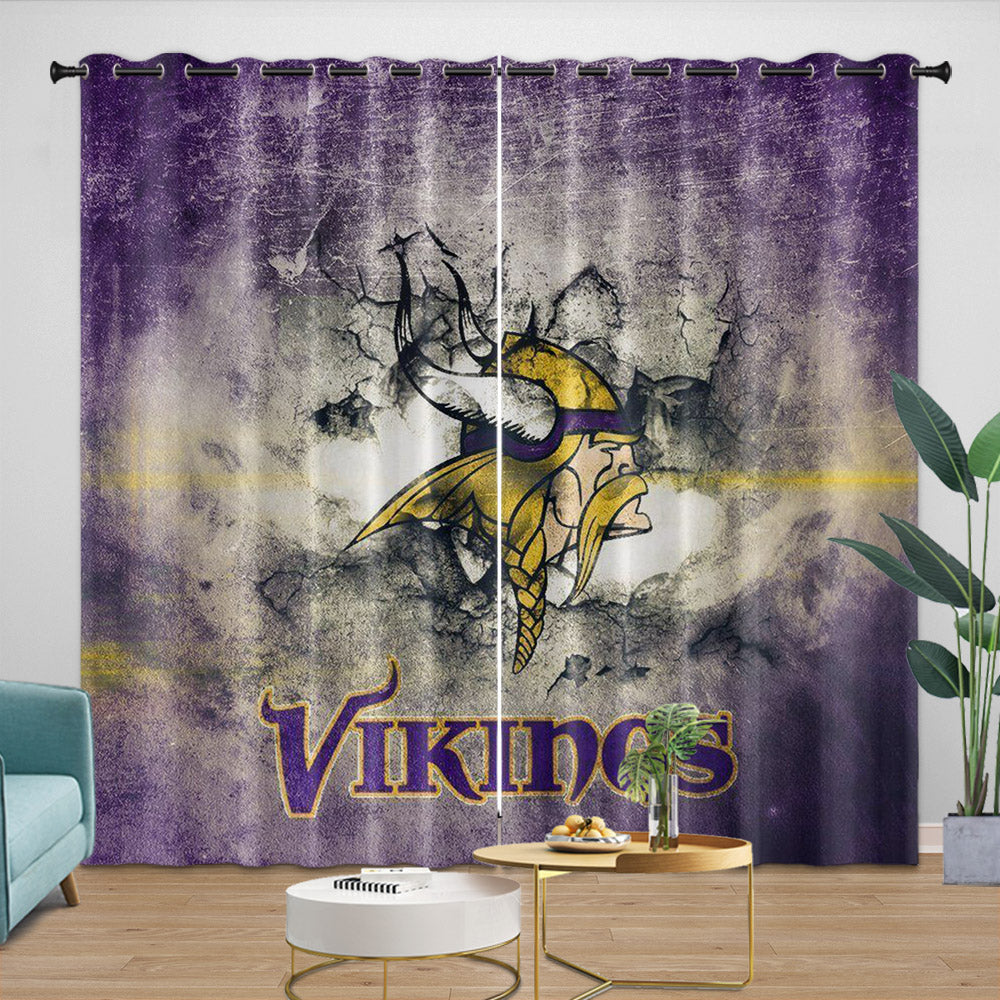 Minnesota Vikings Curtains Blackout Window Drapes Room Decoration (Online Order Only)
