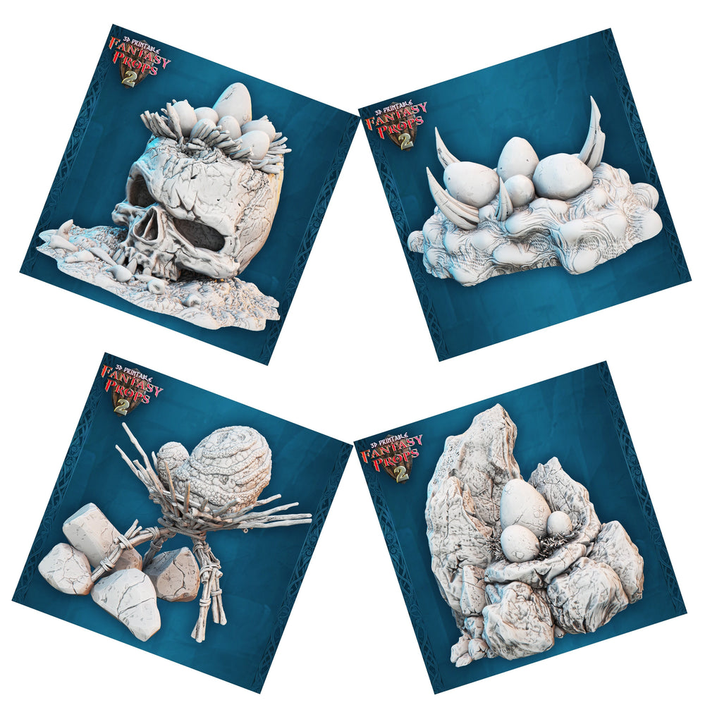 3D Printed STL Miniatures Fantasy Props 2 Dungeons Nest Set 28 - 32mm War Gaming D&D (Online Only)