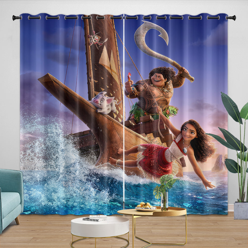 Moana 2 Curtains Blackout Window Drapes Room Decoration (Online Order Only)
