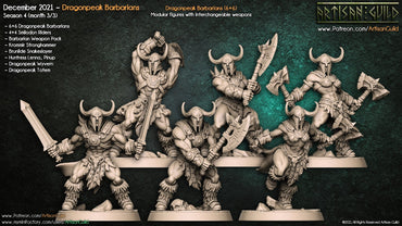 3D Printed Artisan Guild Modular Dragonpeak Barbarians Dragonpeak Barbarians 28mm 32mm (Online Only)