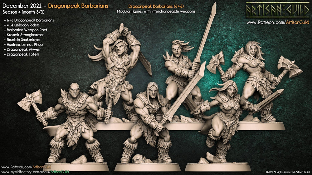 3D Printed Artisan Guild Modular Dragonpeak Barbarians Dragonpeak Barbarians 28mm 32mm (Online Only)