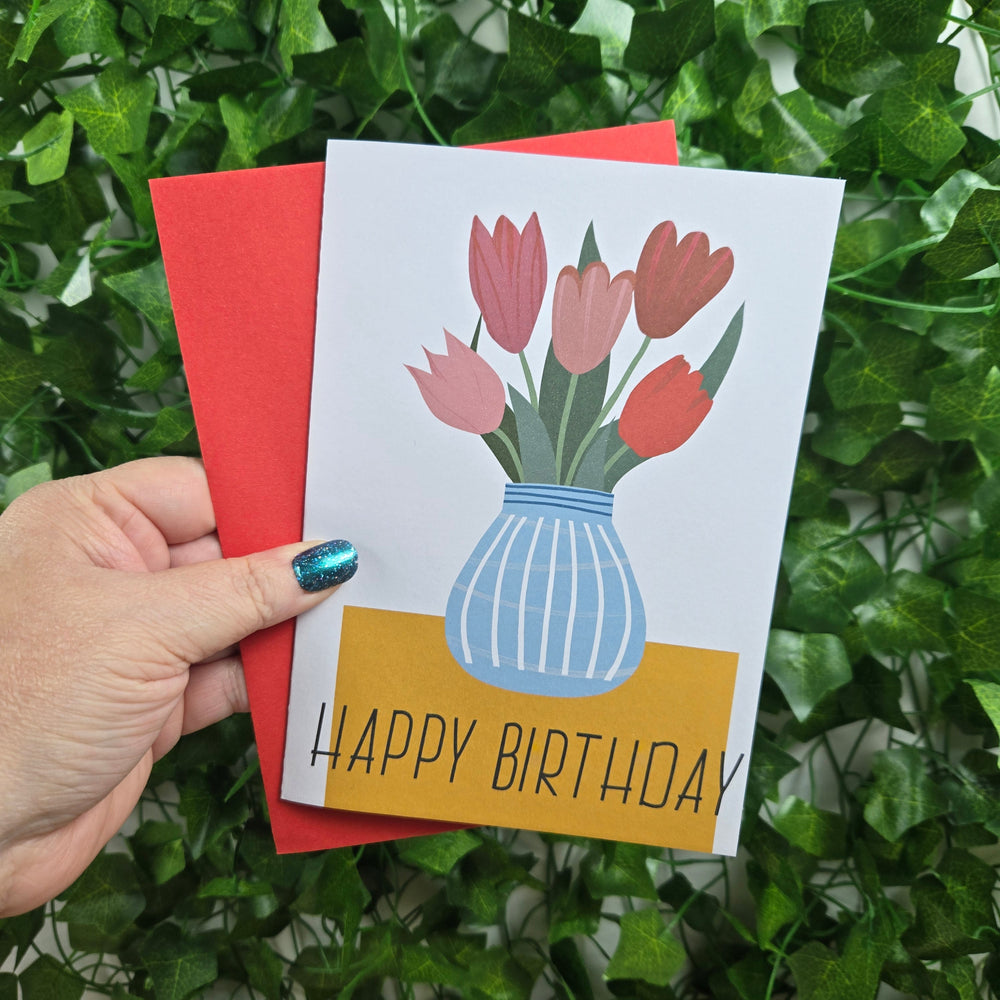 Tulips in Vase Happy Birthday Mom Card (ONLINE ORDER ONLY)