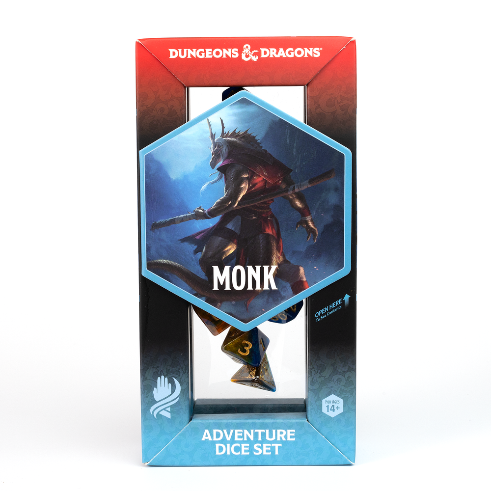 D&D Adventure Dice Set - Monk Edition | Blue/Gold 12pc Collection (ONLINE ORDER ONLY)