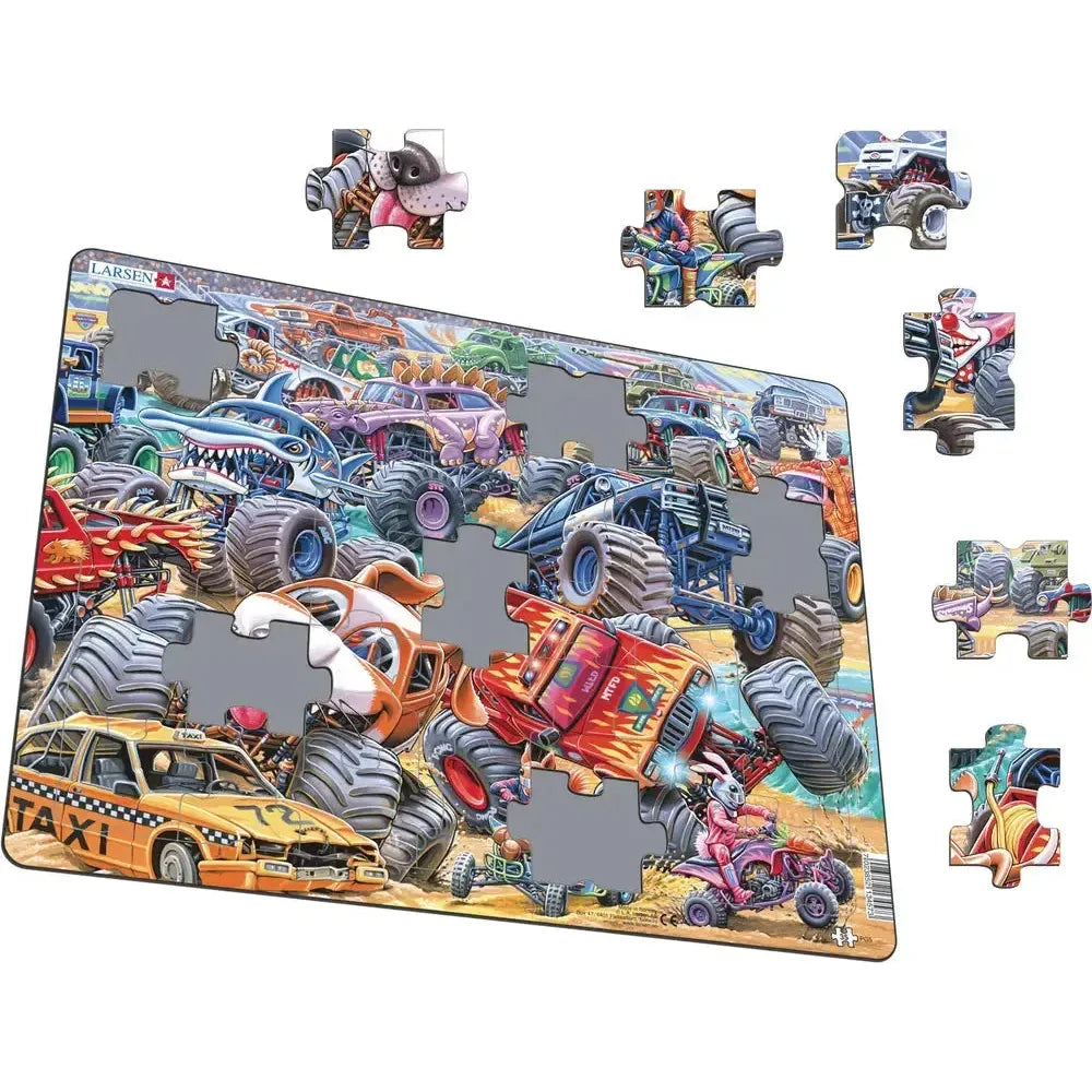 Monster Truck Race 35 Piece Tray Jigsaw Puzzle Larsen