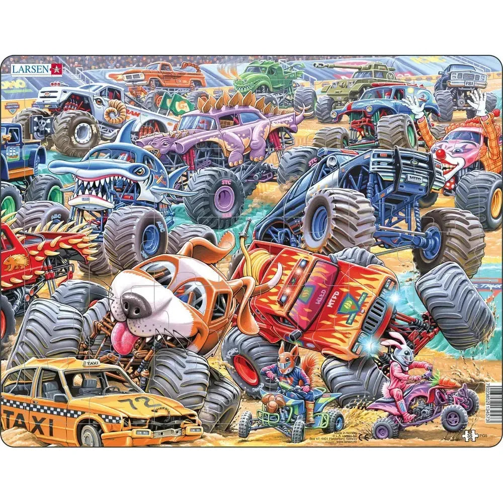 Monster Truck Race 35 Piece Tray Jigsaw Puzzle Larsen
