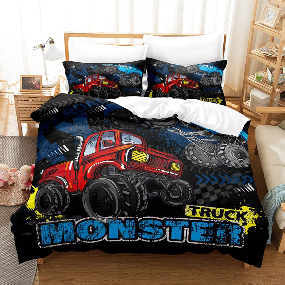 Monster Truck Bedding Set Pattern Quilt Cover Without Filler (Online Order Only)