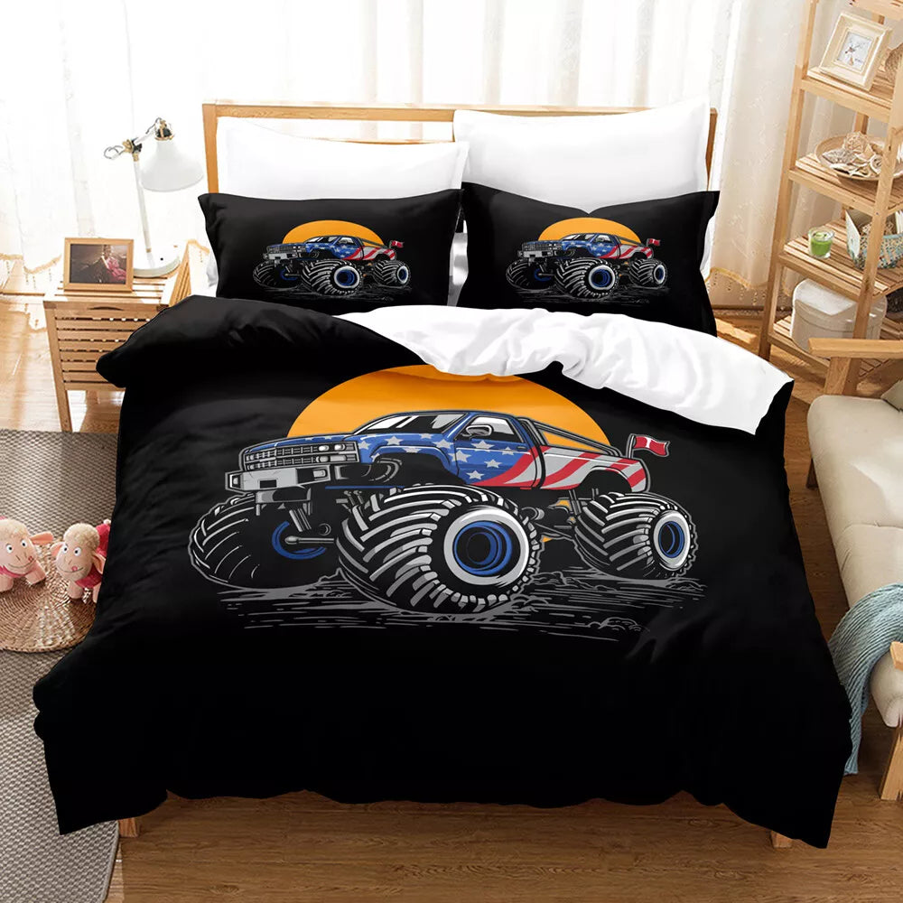 Monster Truck Bedding Set Pattern Quilt Cover Without Filler (Online Order Only)