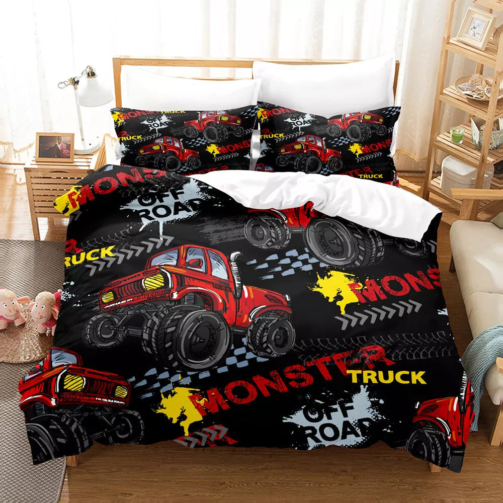 Monster Truck Bedding Set Pattern Quilt Cover Without Filler (Online Order Only)