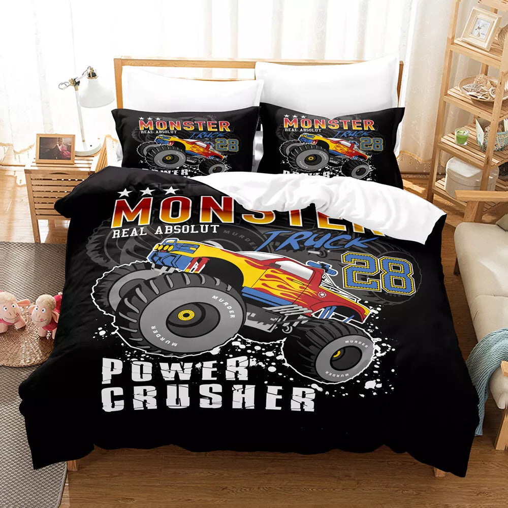Monster Truck Bedding Set Pattern Quilt Cover Without Filler (Online Order Only)