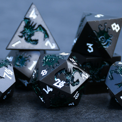 Pre-Order || Monster Manual Dice - Gunmetal and Green