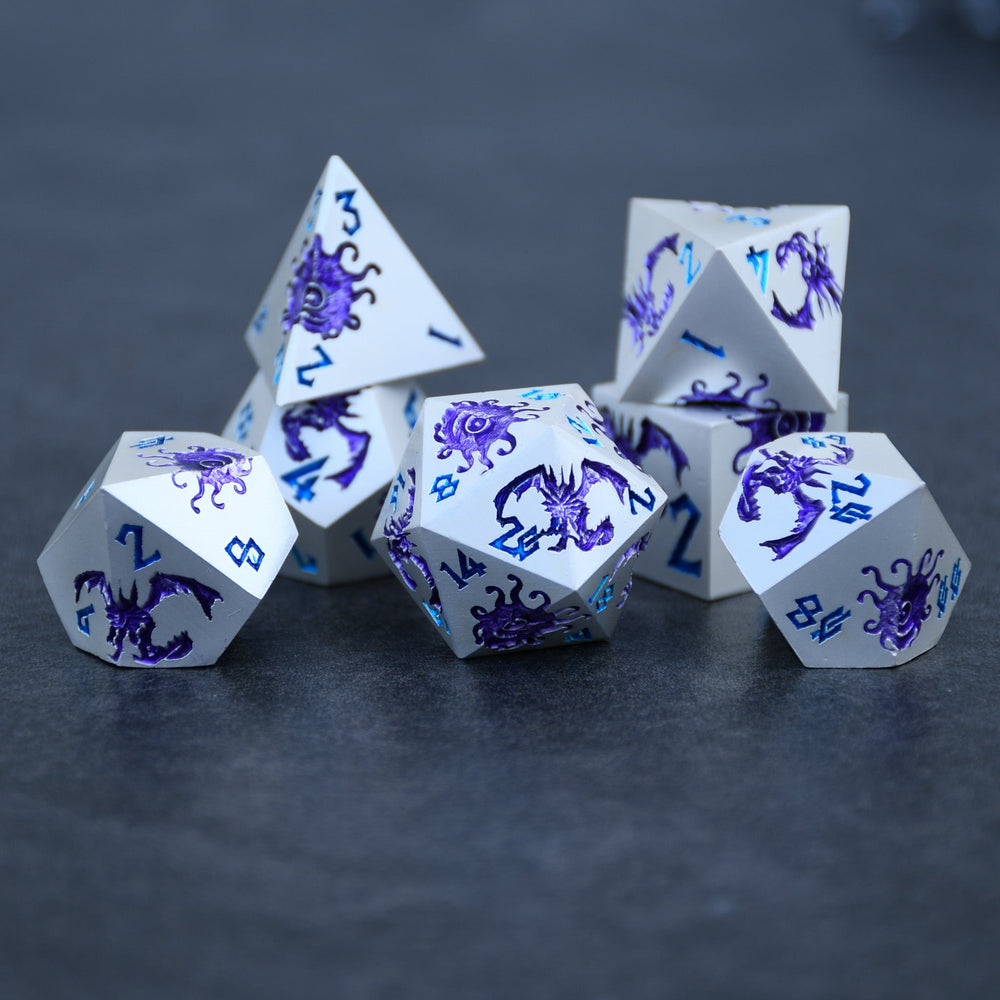 Pre-Order || Monster Manual Dice - Silver and Purple