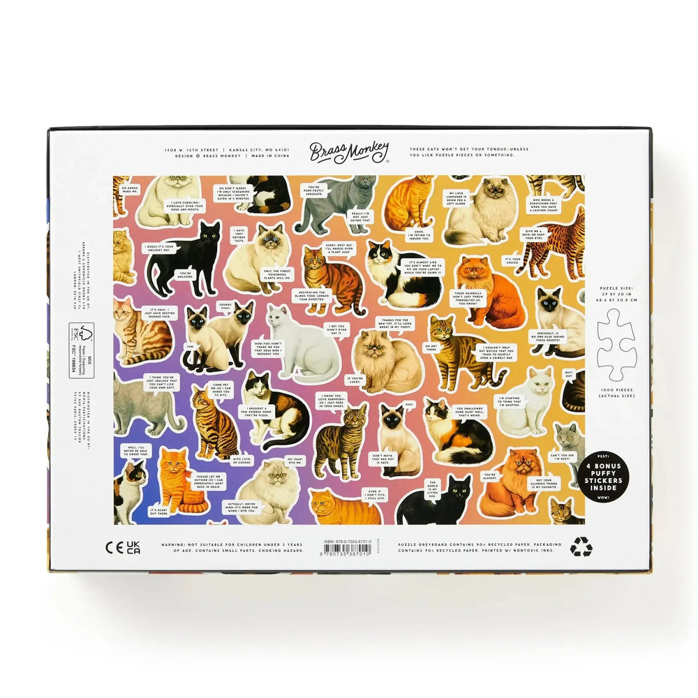 Moody Cats 1000 Piece Jigsaw Puzzle (+Stickers) Brass Monkey