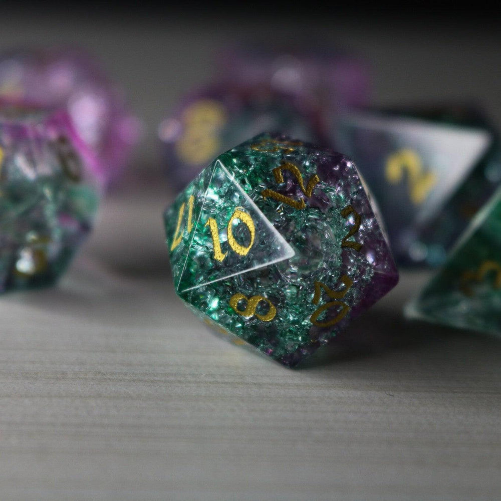 Moon Gate Purple Forge Fire Glass DND Dice Set (ONLINE ORDER ONLY)