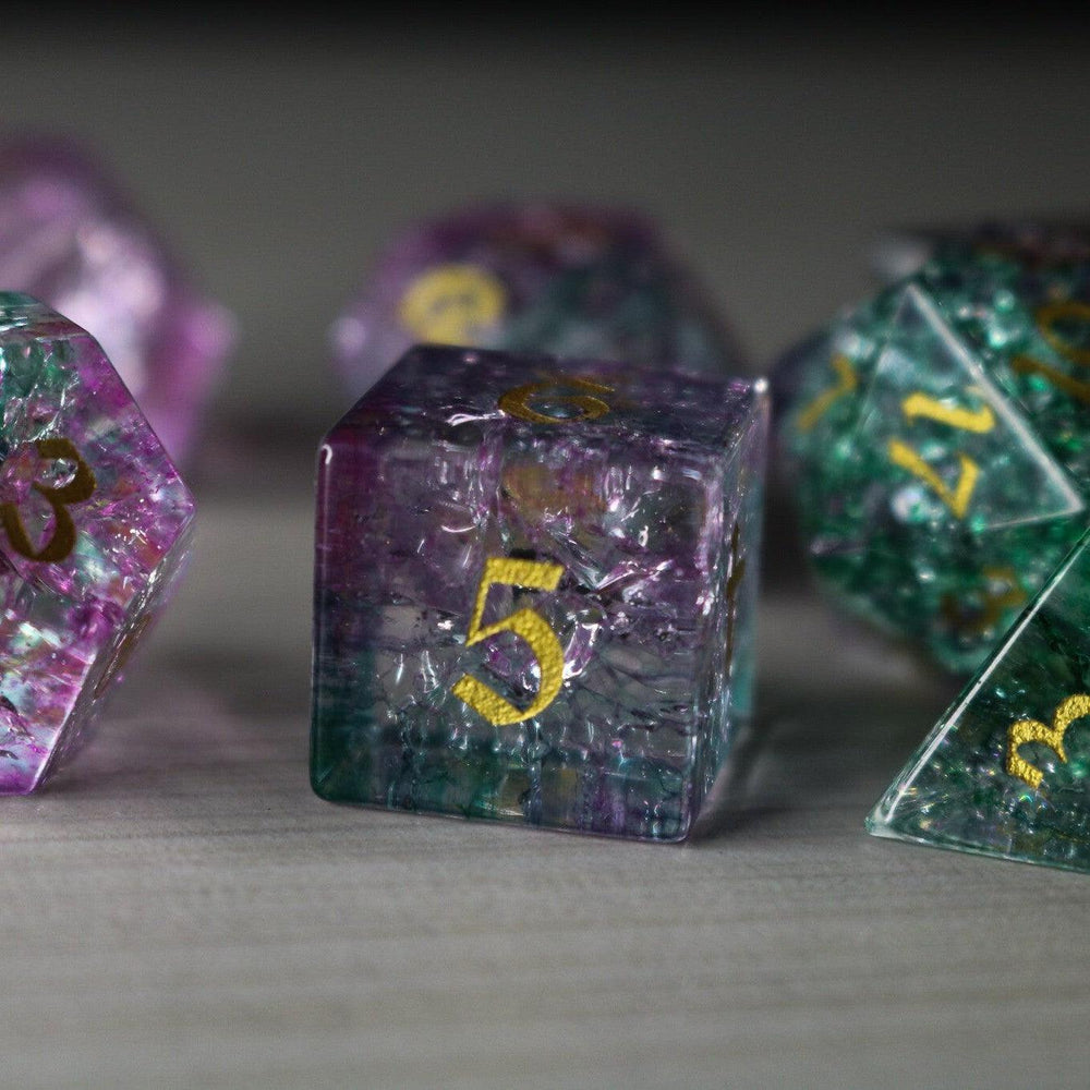 Moon Gate Purple Forge Fire Glass DND Dice Set (ONLINE ORDER ONLY)
