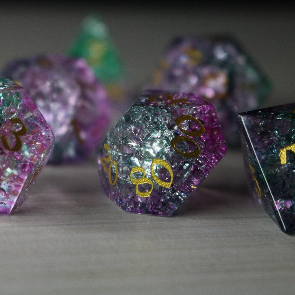 Moon Gate Purple Forge Fire Glass DND Dice Set (ONLINE ORDER ONLY)