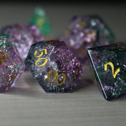 Moon Gate Purple Forge Fire Glass DND Dice Set (ONLINE ORDER ONLY)