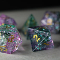 Moon Gate Purple Forge Fire Glass DND Dice Set (ONLINE ORDER ONLY)