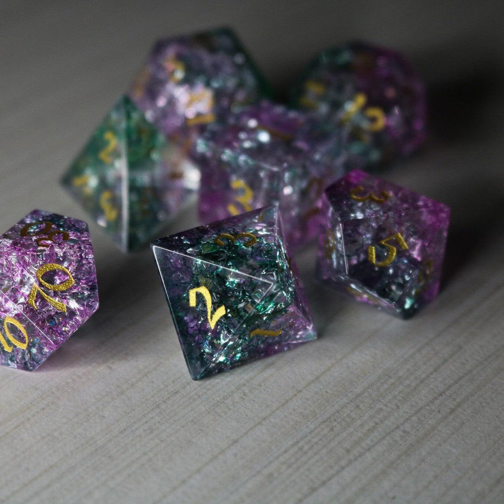 Moon Gate Purple Forge Fire Glass DND Dice Set (ONLINE ORDER ONLY)