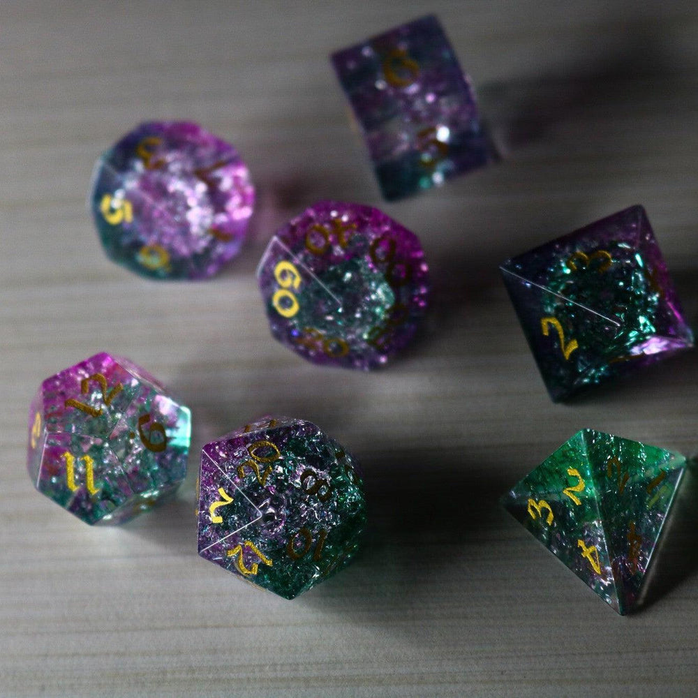 Moon Gate Purple Forge Fire Glass DND Dice Set (ONLINE ORDER ONLY)
