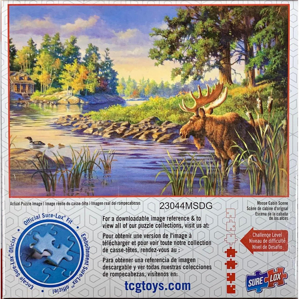 Moose Cabin Scene Wildlife 500 Piece Jigsaw Puzzle Sure Lox (ONLINE ORDER ONLY)