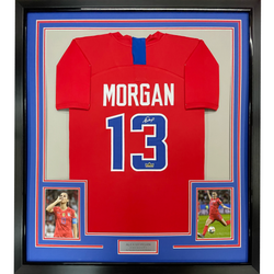 Framed Facsimile Autographed Alex Morgan 35x39 United States USA Red World Cup Reprint Laser Auto Soccer Jersey (ONLINE ORDER ONLY)