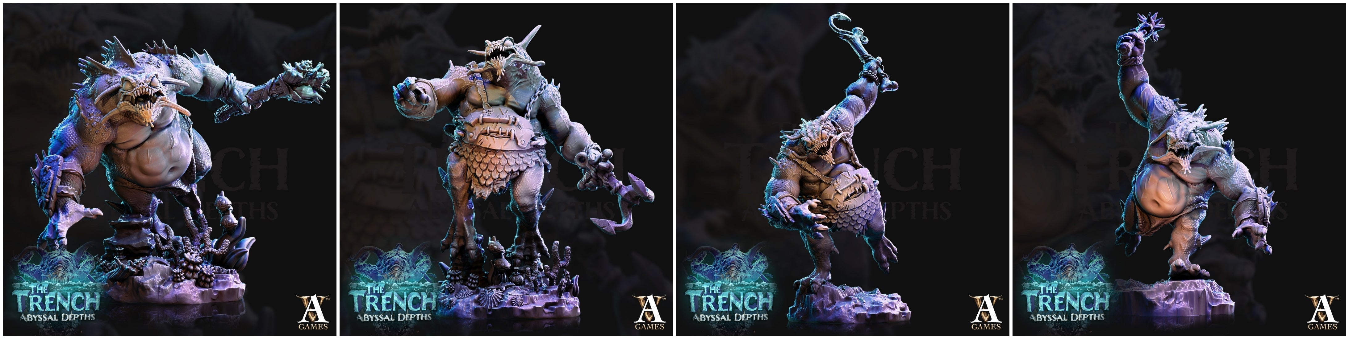 3D Printed Archvillain Games Morlok Big Bois The Trench Abyssal Depths 28 32mm D&D (Online Only)