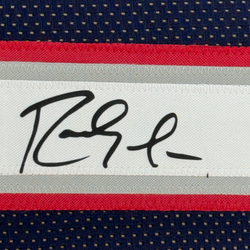 Framed Facsimile Autographed Randy Moss 35x39 New England Blue Reprint Laser Auto Football Jersey (ONLINE ORDER ONLY)