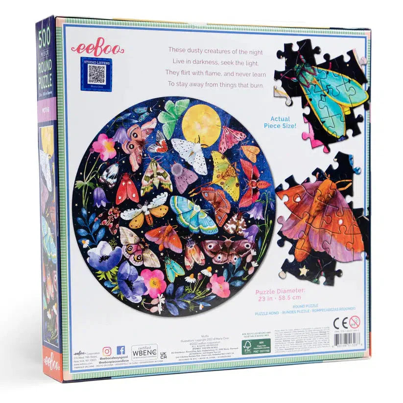 Moths 500 Piece Round Jigsaw Puzzle eeBoo (ONLINE ORDER ONLY)