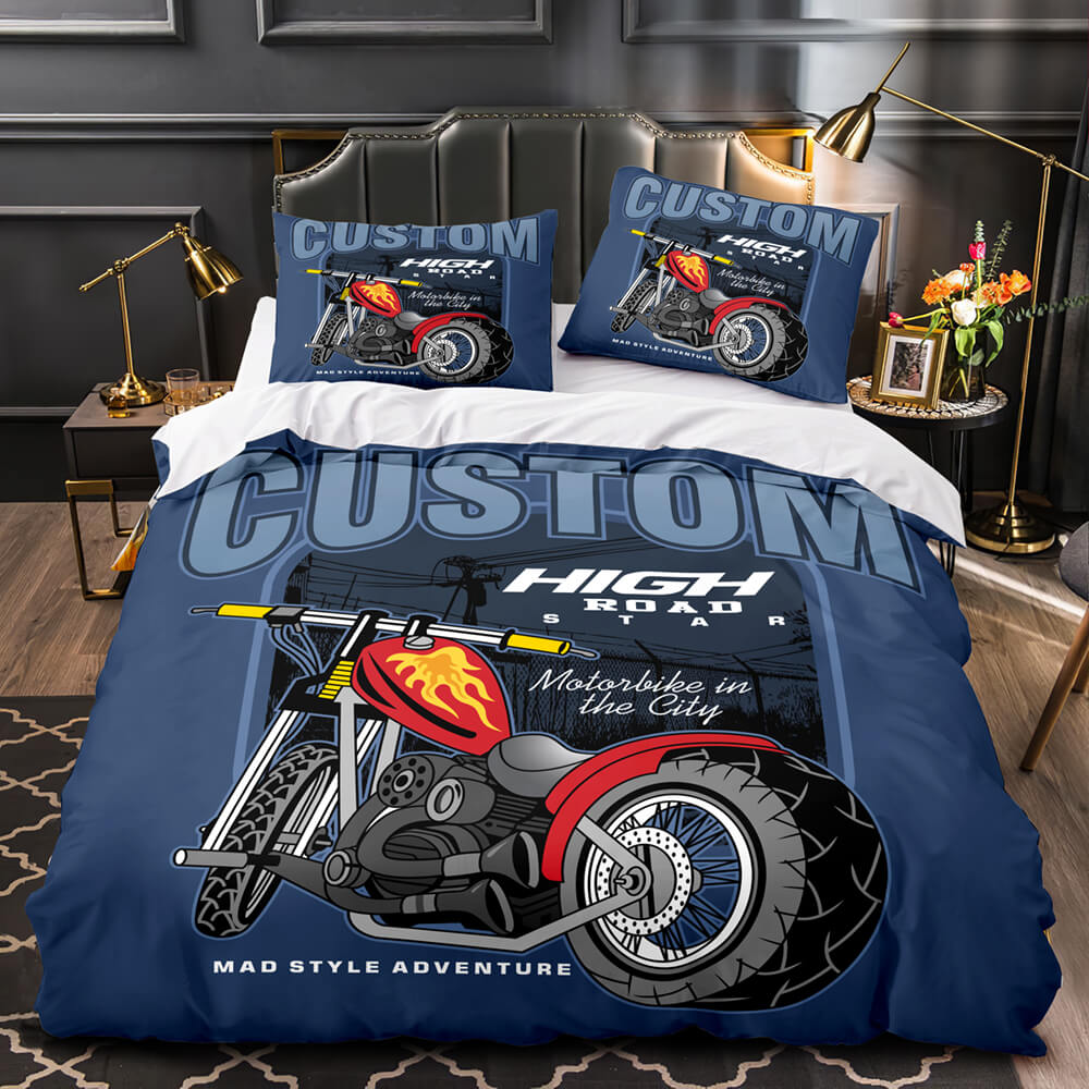 Motorcycle Pattern Bedding Set Quilt Cover Without Filler (Online Order Only)