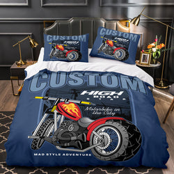 Motorcycle Pattern Bedding Set Quilt Cover Without Filler (Online Order Only)