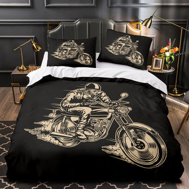 Motorcycle Pattern Bedding Set Quilt Cover Without Filler (Online Order Only)