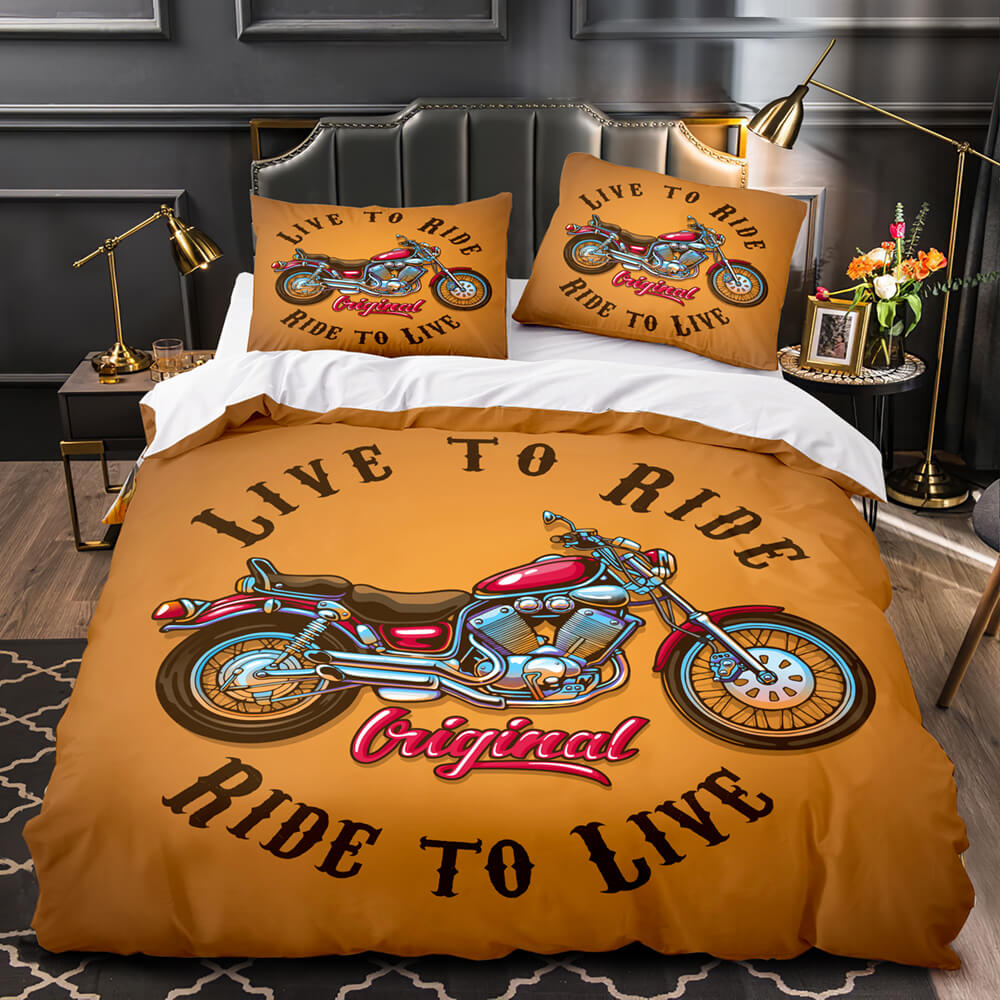 Motorcycle Pattern Bedding Set Quilt Cover Without Filler (Online Order Only)