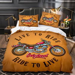 Motorcycle Pattern Bedding Set Quilt Cover Without Filler (Online Order Only)