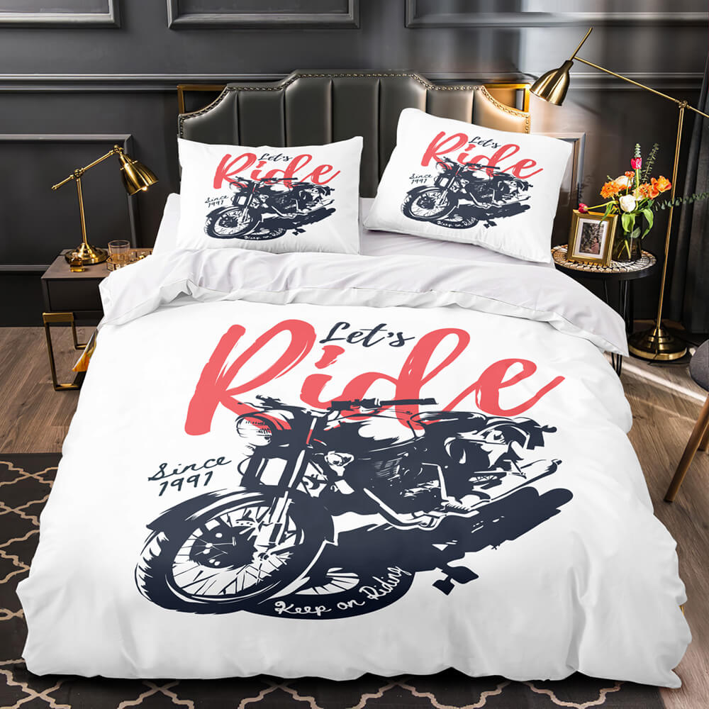 Motorcycles Pattern Bedding Set Quilt Cover Without Filler (Online Order Only)