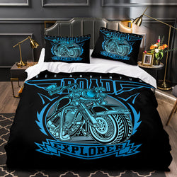 Motorcycles Pattern Bedding Set Quilt Cover Without Filler (Online Order Only)