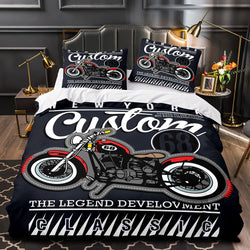 Motorcycles Pattern Bedding Set Quilt Cover Without Filler (Online Order Only)