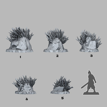 3D Printed Fantastic Plants and Rocks Mountain Grass 28mm - 32mm D&D Wargaming (Online Only)