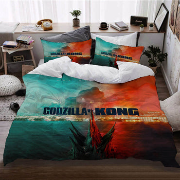 Movie Godzilla vs Kong Pattern Bedding Set Quilt Cover Without Filler (Online Order Only)