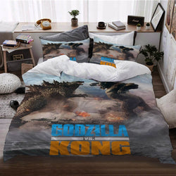 Movie Godzilla vs Kong Pattern Bedding Set Quilt Cover Without Filler (Online Order Only)