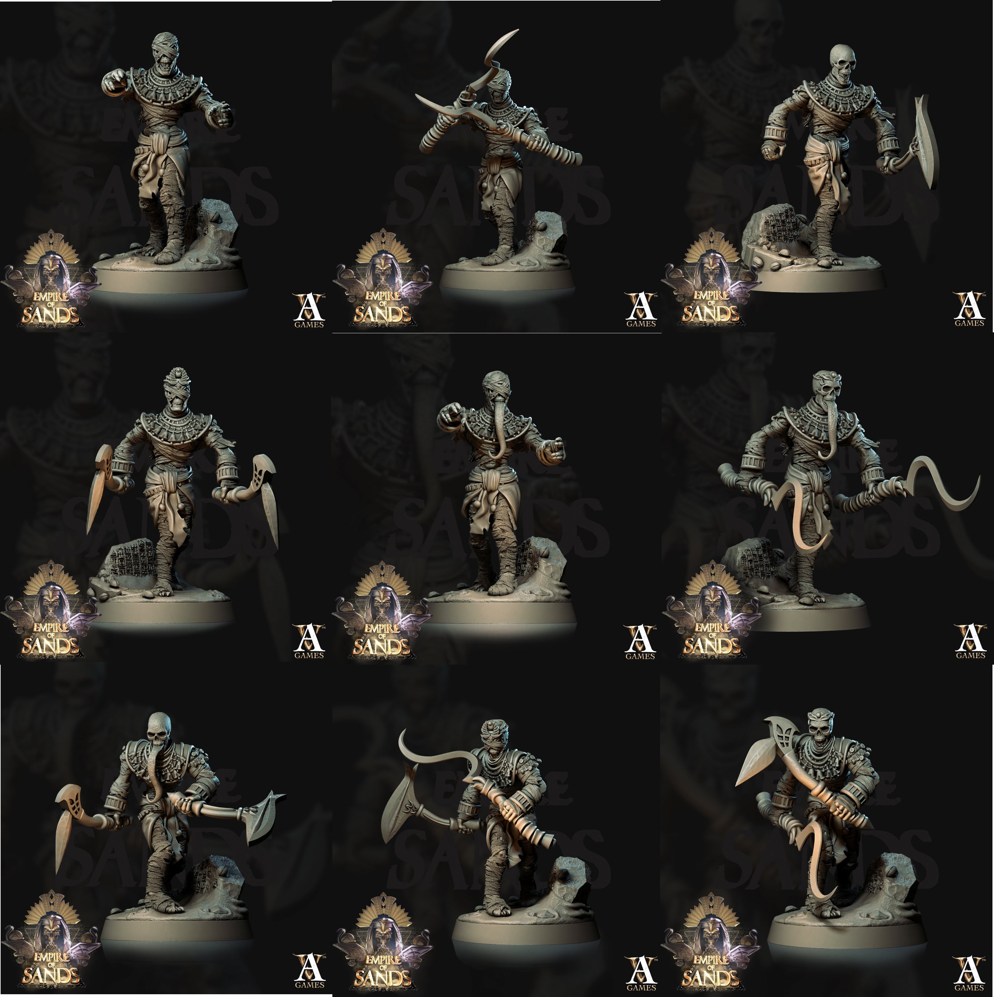 3D Printed Archvillain Games Mummies The Empire of Sands 28 32mm D&D (Online Only)