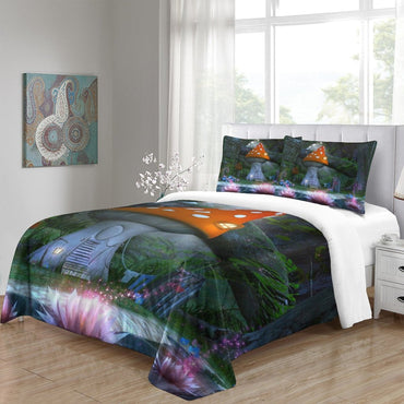 Mushroom House Bedding Set Pattern Quilt Cover (Online Order Only)