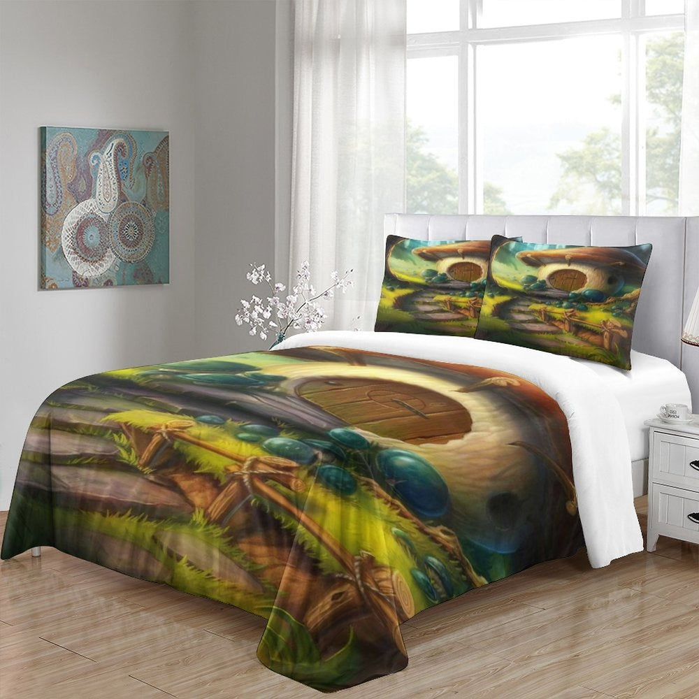 Mushroom House Bedding Set Pattern Quilt Cover (Online Order Only)
