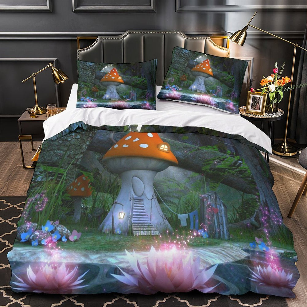 Mushroom House Bedding Set Pattern Quilt Cover (Online Order Only)
