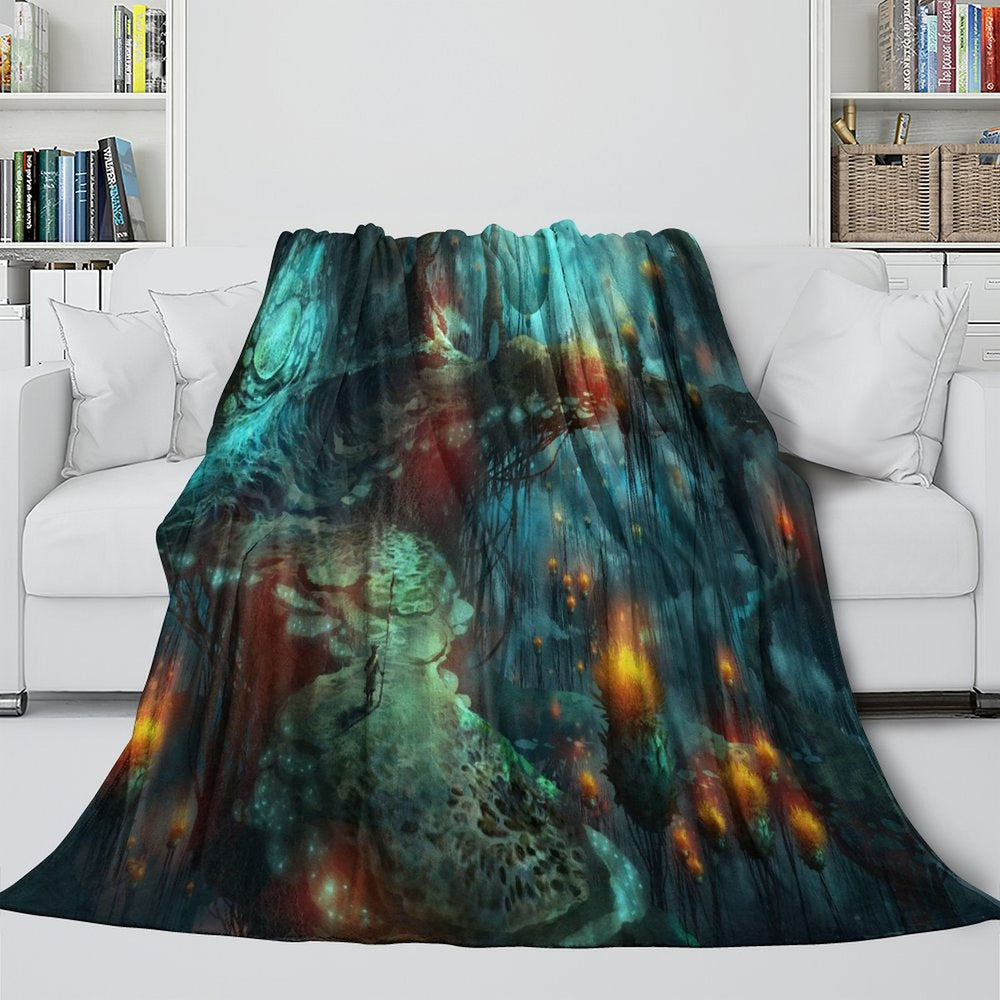 Mushroom House Blanket Flannel Throw Room Decoration (Online Order Only)