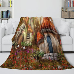Mushroom House Blanket Flannel Throw Room Decoration (Online Order Only)